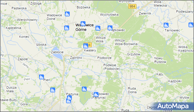 mapa Podborze gmina Radomyśl Wielki, Podborze gmina Radomyśl Wielki na mapie Targeo