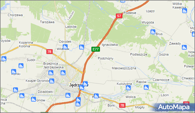 mapa Podchojny, Podchojny na mapie Targeo