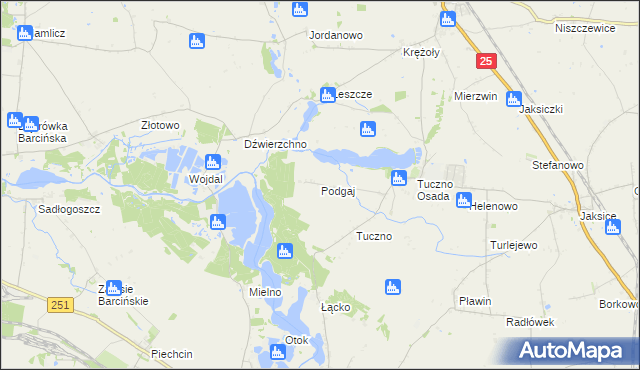 mapa Podgaj gmina Złotniki Kujawskie, Podgaj gmina Złotniki Kujawskie na mapie Targeo