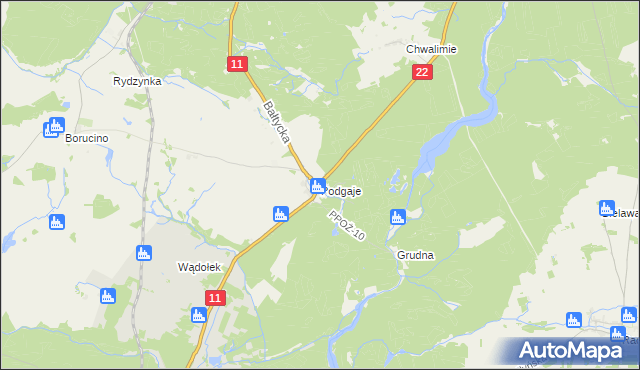 mapa Podgaje gmina Okonek, Podgaje gmina Okonek na mapie Targeo