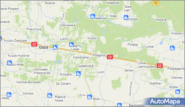 mapa Podgóra gmina Gózd, Podgóra gmina Gózd na mapie Targeo