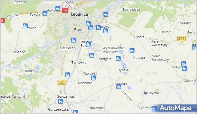 mapa Podgórz gmina Brodnica, Podgórz gmina Brodnica na mapie Targeo