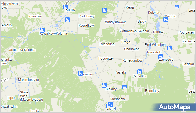 mapa Podgórze gmina Ciepielów, Podgórze gmina Ciepielów na mapie Targeo