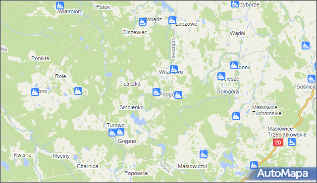 mapa Podgórze gmina Kołczygłowy, Podgórze gmina Kołczygłowy na mapie Targeo