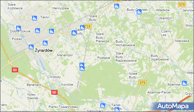 mapa Podlasie gmina Radziejowice, Podlasie gmina Radziejowice na mapie Targeo