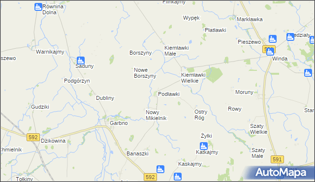 mapa Podławki, Podławki na mapie Targeo