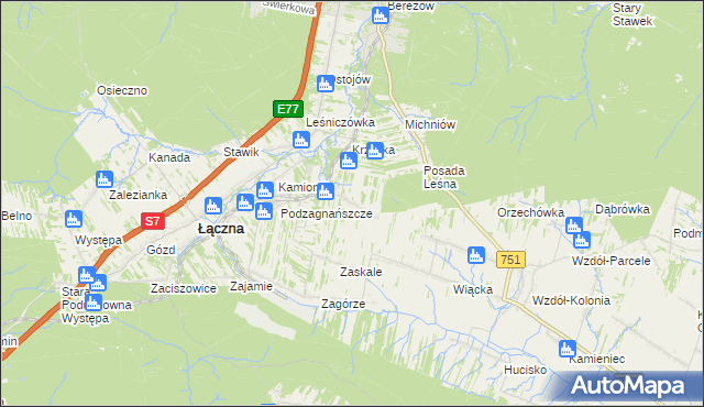 mapa Podłazie gmina Łączna, Podłazie gmina Łączna na mapie Targeo