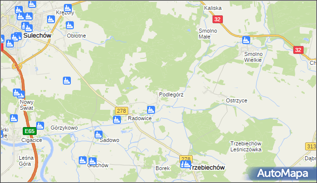 mapa Podlegórz, Podlegórz na mapie Targeo