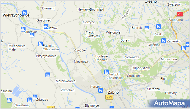 mapa Podlesie Dębowe, Podlesie Dębowe na mapie Targeo