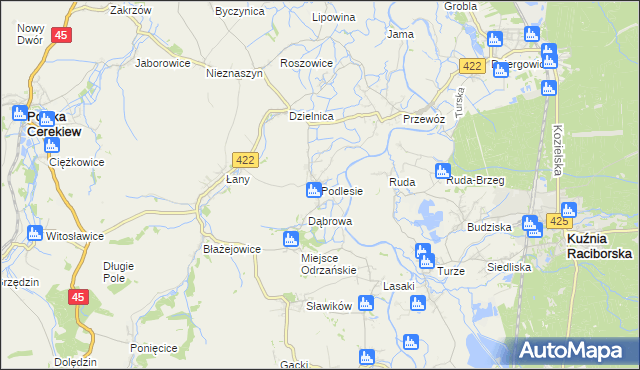 mapa Podlesie gmina Cisek, Podlesie gmina Cisek na mapie Targeo