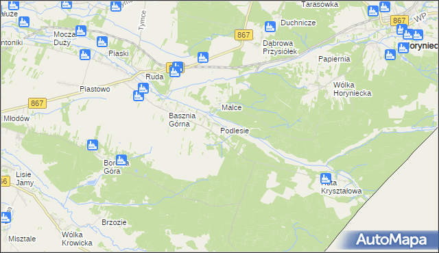 mapa Podlesie gmina Lubaczów, Podlesie gmina Lubaczów na mapie Targeo