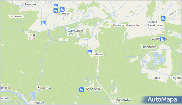 mapa Podlesie gmina Oborniki, Podlesie gmina Oborniki na mapie Targeo