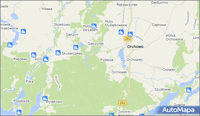 mapa Podlesie gmina Orchowo, Podlesie gmina Orchowo na mapie Targeo