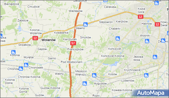 mapa Podlesie gmina Wolanów, Podlesie gmina Wolanów na mapie Targeo