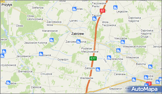 mapa Podlesie Mleczkowskie, Podlesie Mleczkowskie na mapie Targeo