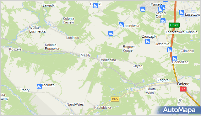 mapa Podlesina, Podlesina na mapie Targeo