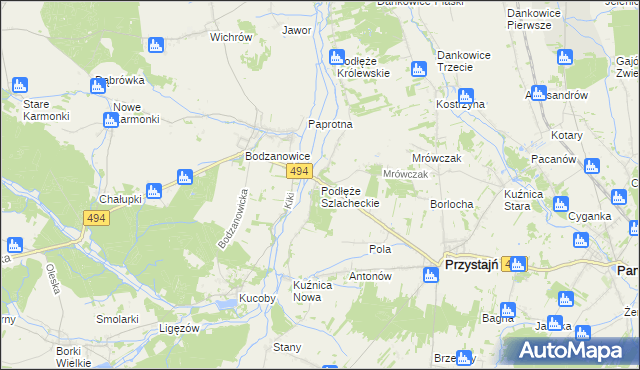 mapa Podłęże Szlacheckie, Podłęże Szlacheckie na mapie Targeo