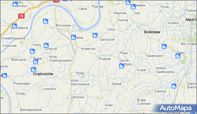 mapa Podlipie gmina Bolesław, Podlipie gmina Bolesław na mapie Targeo