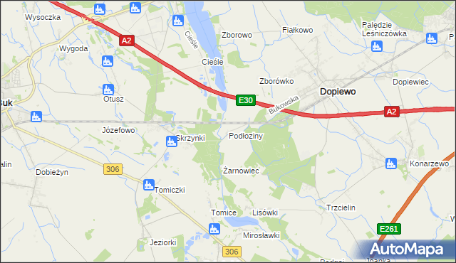 mapa Podłoziny, Podłoziny na mapie Targeo