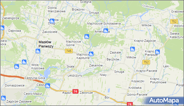 mapa Podmąchocice, Podmąchocice na mapie Targeo