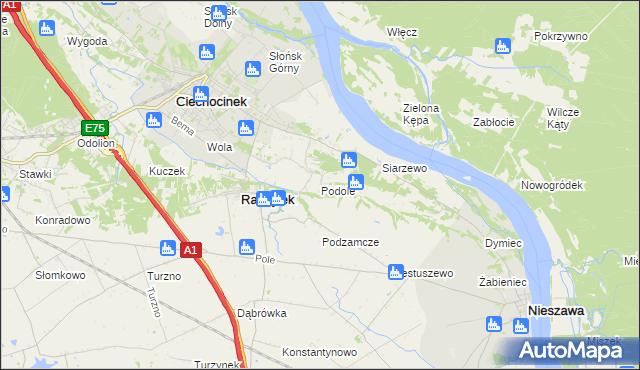 mapa Podole gmina Raciążek, Podole gmina Raciążek na mapie Targeo
