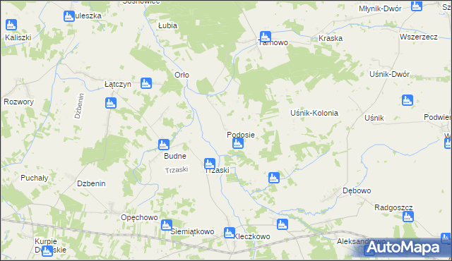 mapa Podosie gmina Miastkowo, Podosie gmina Miastkowo na mapie Targeo