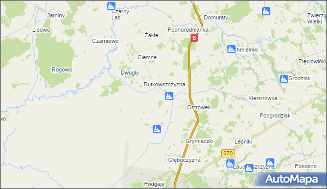 mapa Podostrówek, Podostrówek na mapie Targeo