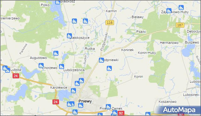 mapa Podpniewki, Podpniewki na mapie Targeo