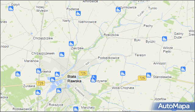 mapa Podsędkowice, Podsędkowice na mapie Targeo