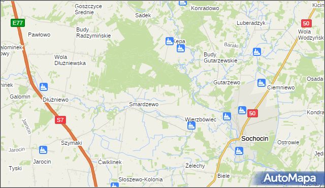 mapa Podsmardzewo, Podsmardzewo na mapie Targeo