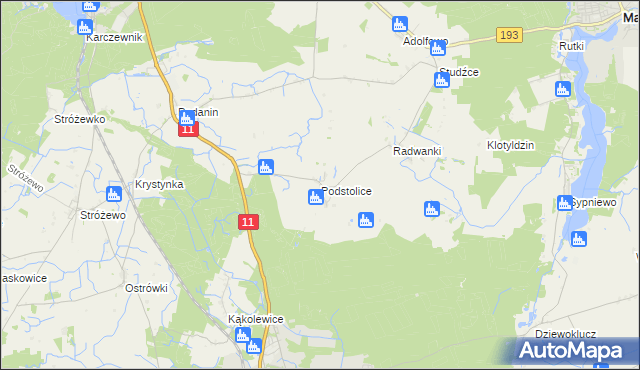 mapa Podstolice gmina Budzyń, Podstolice gmina Budzyń na mapie Targeo