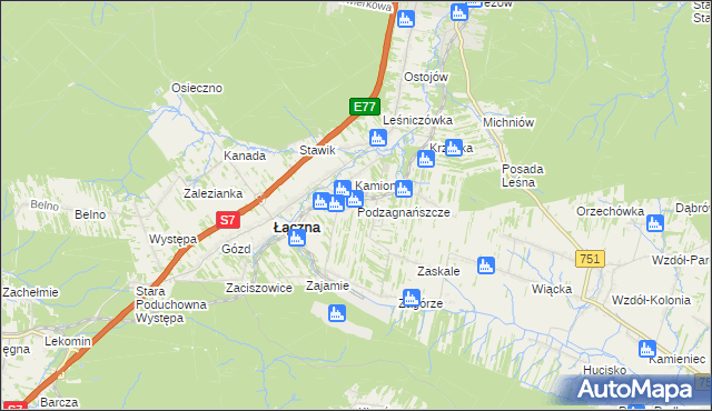 mapa Podzagnańszcze, Podzagnańszcze na mapie Targeo