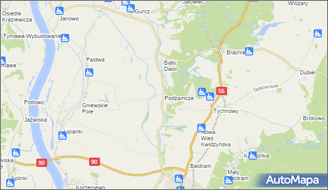 mapa Podzamcze gmina Kwidzyn, Podzamcze gmina Kwidzyn na mapie Targeo