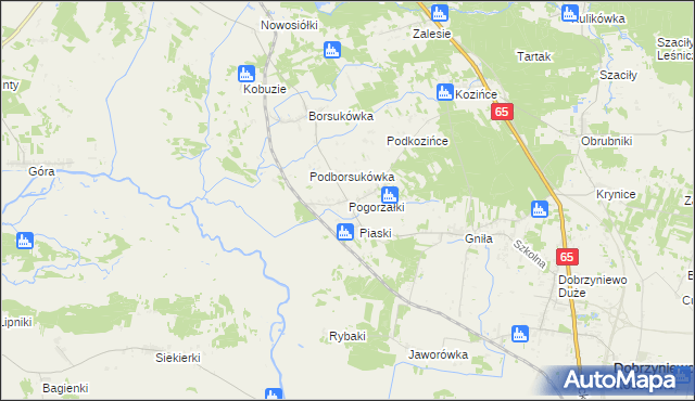 mapa Pogorzałki gmina Dobrzyniewo Duże, Pogorzałki gmina Dobrzyniewo Duże na mapie Targeo