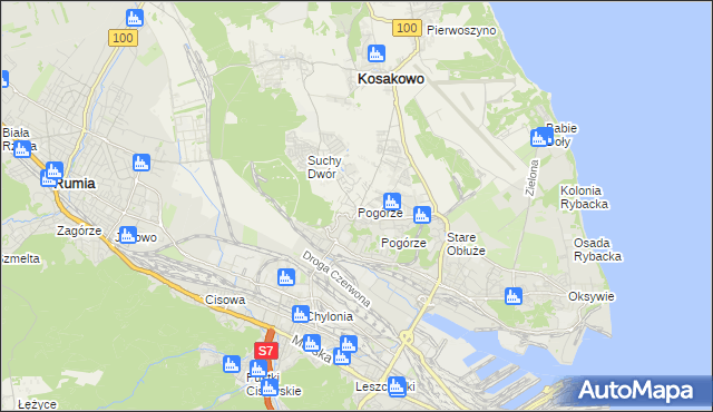 mapa Pogórze gmina Kosakowo, Pogórze gmina Kosakowo na mapie Targeo