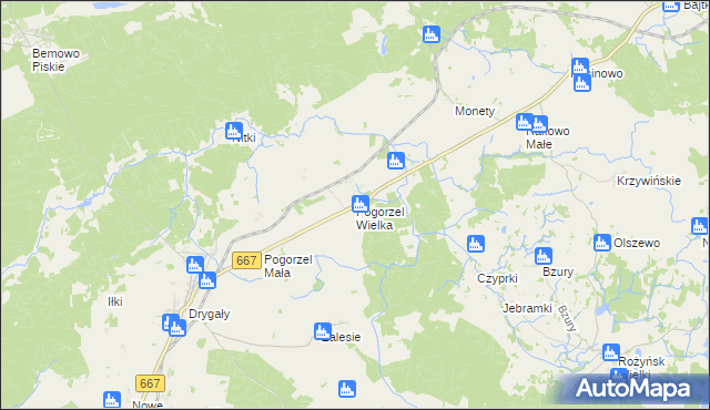 mapa Pogorzel Wielka, Pogorzel Wielka na mapie Targeo