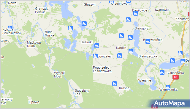 mapa Pogorzelec gmina Giby, Pogorzelec gmina Giby na mapie Targeo