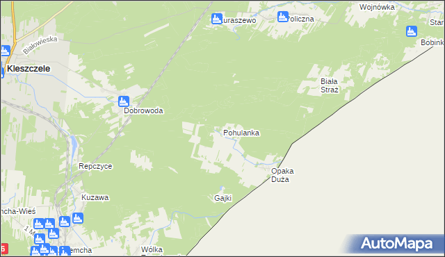 mapa Pohulanka gmina Czeremcha, Pohulanka gmina Czeremcha na mapie Targeo