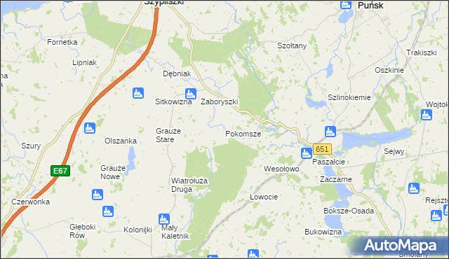 mapa Pokomsze, Pokomsze na mapie Targeo