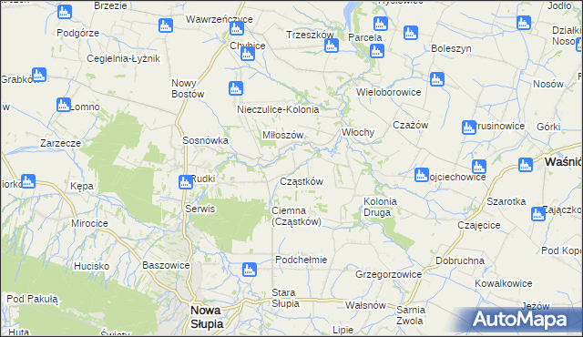 mapa Pokrzywianka gmina Nowa Słupia, Pokrzywianka gmina Nowa Słupia na mapie Targeo