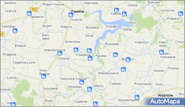 mapa Pokrzywnica gmina Pawłów, Pokrzywnica gmina Pawłów na mapie Targeo