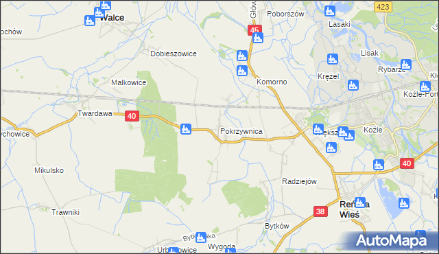 mapa Pokrzywnica gmina Reńska Wieś, Pokrzywnica gmina Reńska Wieś na mapie Targeo