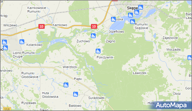 mapa Pokrzywnik gmina Skępe, Pokrzywnik gmina Skępe na mapie Targeo