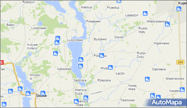 mapa Połajewo gmina Piotrków Kujawski, Połajewo gmina Piotrków Kujawski na mapie Targeo