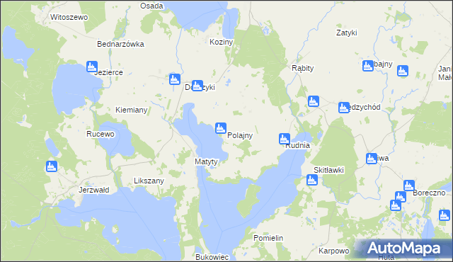 mapa Polajny, Polajny na mapie Targeo