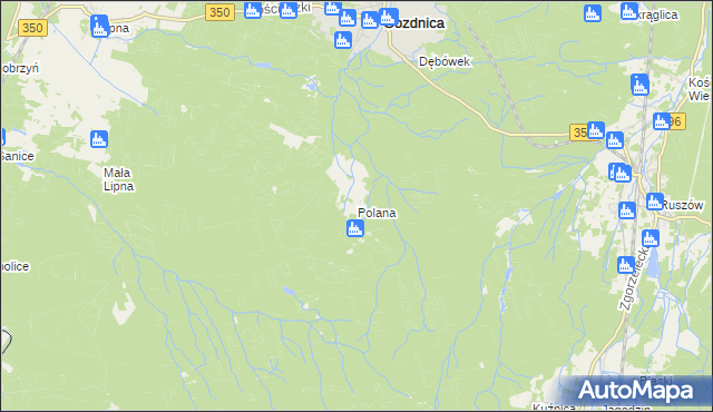 mapa Polana gmina Węgliniec, Polana gmina Węgliniec na mapie Targeo