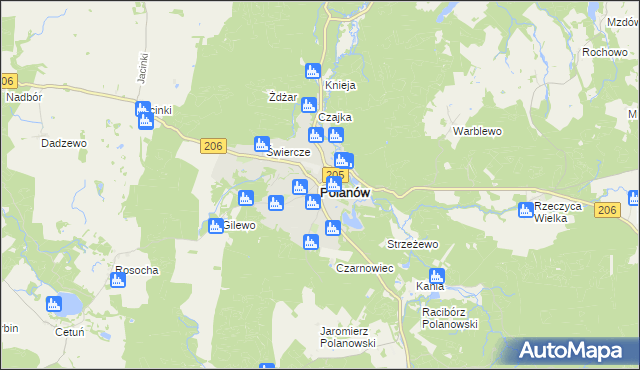 mapa Polanów powiat koszaliński, Polanów powiat koszaliński na mapie Targeo