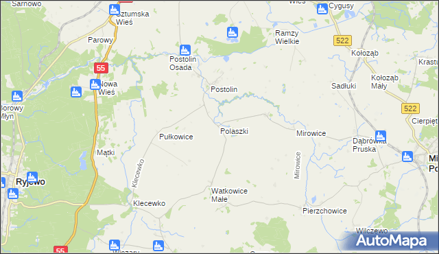 mapa Polaszki, Polaszki na mapie Targeo