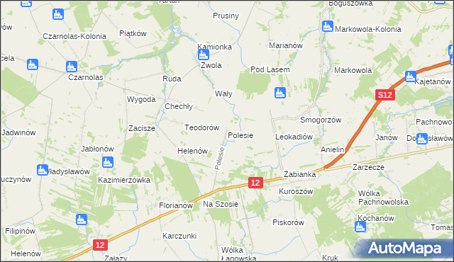 mapa Polesie gmina Puławy, Polesie gmina Puławy na mapie Targeo