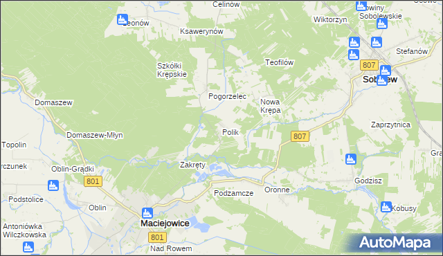 mapa Polik gmina Maciejowice, Polik gmina Maciejowice na mapie Targeo